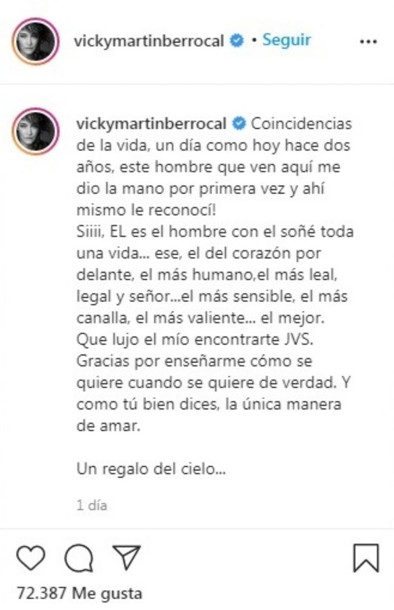 Publicación de Vicky Martín.